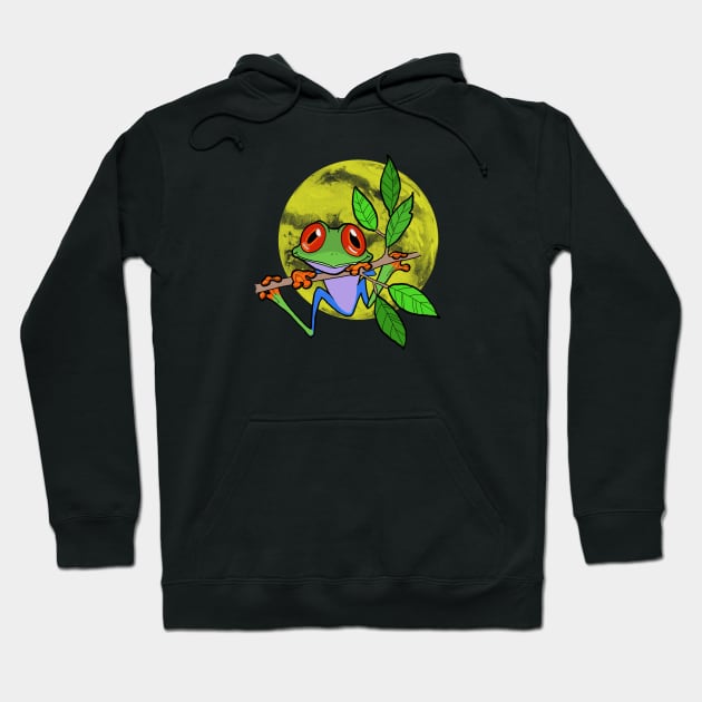 Moon Over My Froggy Cute Frog On A Branch Hoodie by ckandrus